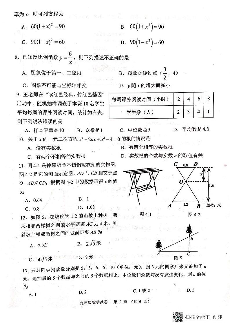 河北省唐山市迁安市2023-2024学年九年级上学期11月期中数学试题02