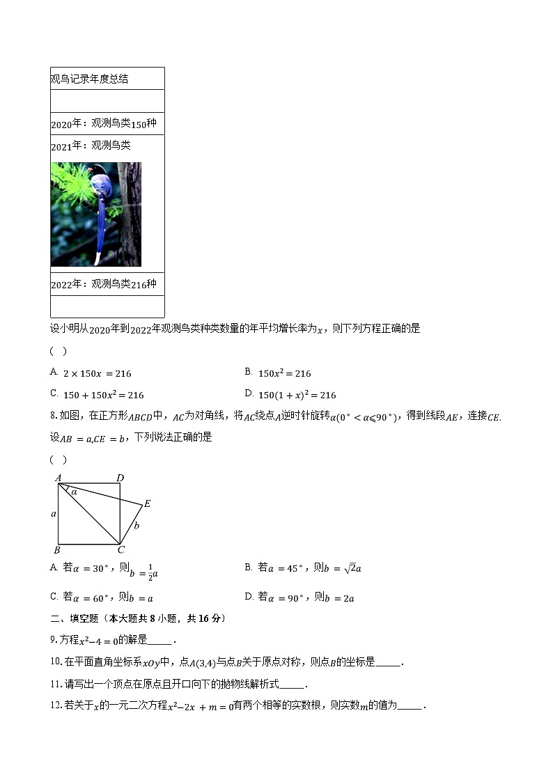 2023-2024学年北京市海淀区九年级上学期期中考试数学试卷（含解析）第2页