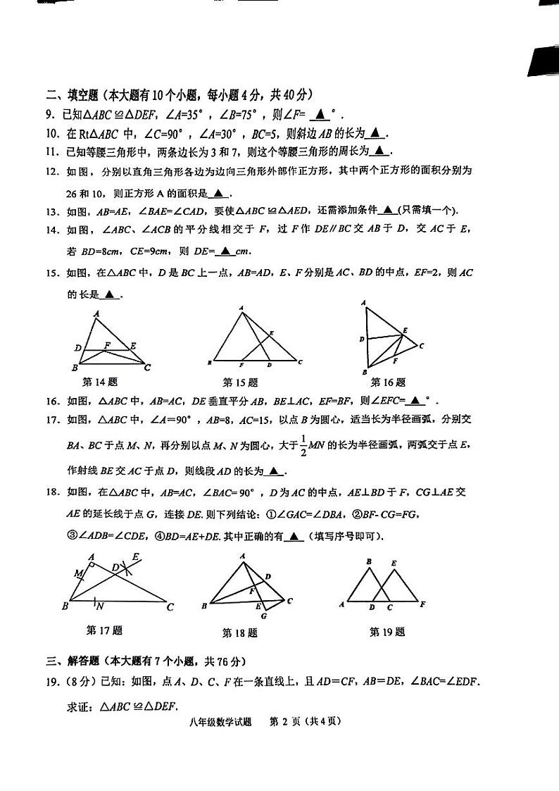 江苏省徐州市2023-2024学年八年级上学期11月期中数学试题02