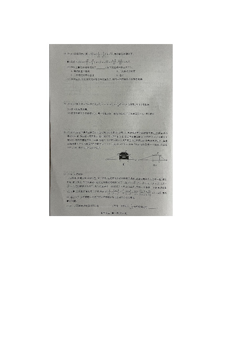 河南省周口市商水县2023-2024学年九年级上学期11月期中数学试题第3页