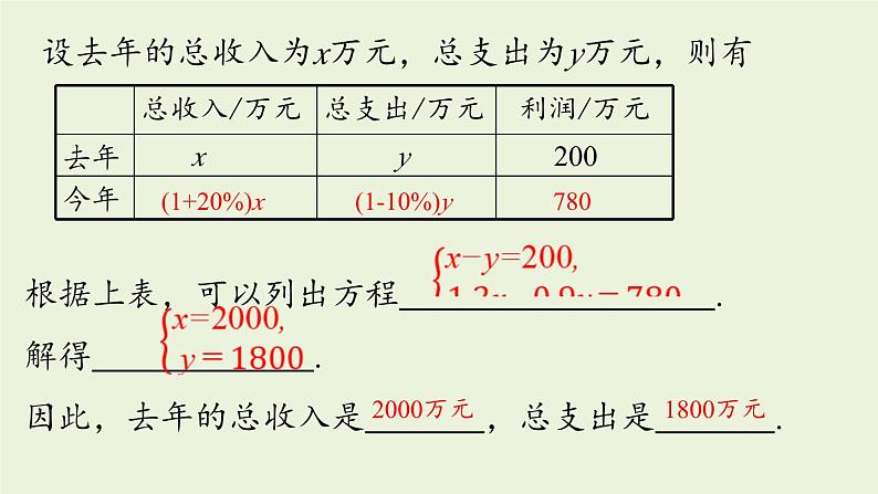 北师大版八年级数学上册课件 5.4 应用二元一次方程组——增收节支06