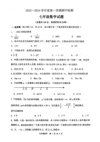 江苏省徐州市2023-2024学年七年级上学期11月期中数学试题（有答案）