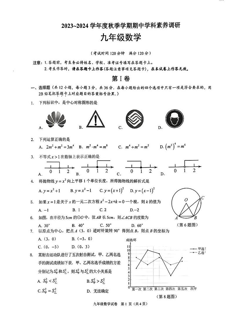 广西南宁市江南区2023-2024学年九年级上学期数学期中试题01