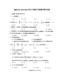 山东省德州市第五中学北校区2023-2024学年七年级上学期11月期中数学试题