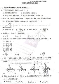 _山东省淄博市高新区实验中学2023-2024学年九年级上学期期中数学试题