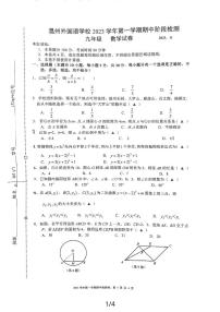 浙江省温州外国语学校2023-2024学年九年级上学期期中阶段检测数学试卷