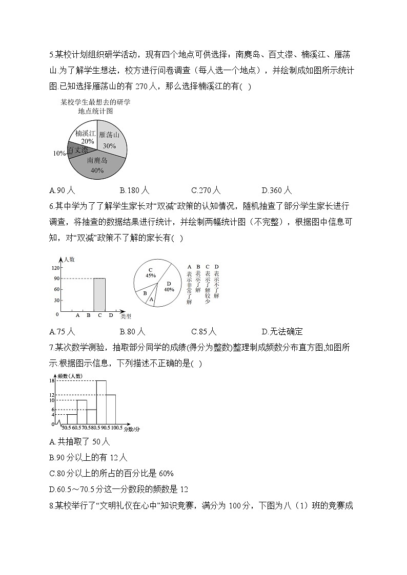 北师大版七年级数学上册单元检测卷 第六章 数据的收集与整理（测基础）02