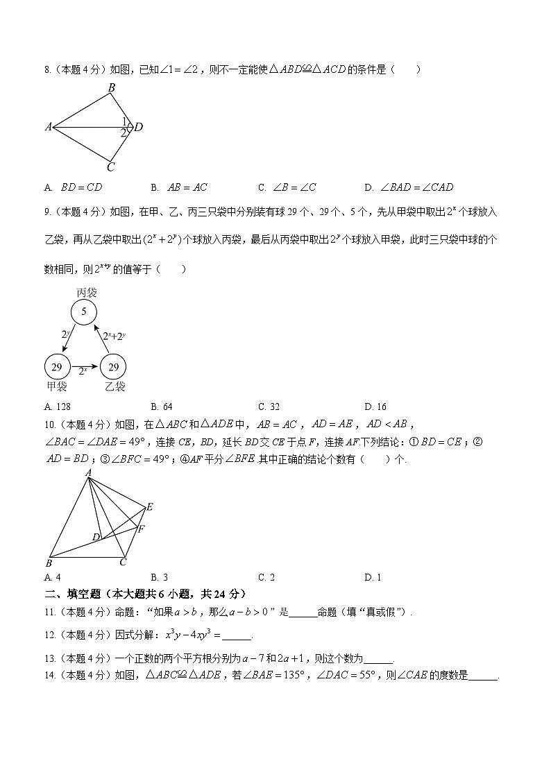 福建省永春侨中片区2023-2024学年八年级上学期期中数学试题02