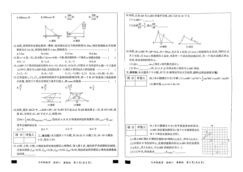 河北省 邢台市信都区皇台底中学2023-2024学年九年级上学期11月期中数学试题02