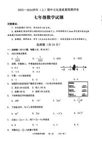 陕西省渭南市澄城县2023-2024学年七年级上学期11月期中数学试题