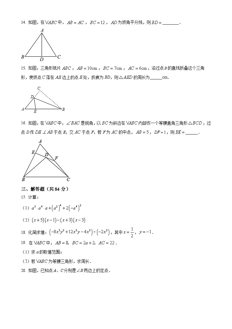 福建省厦门市松柏中学2023-2024学年八年级上学期期中数学试题第3页
