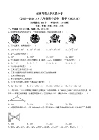 云南省昆明市五华区云南师范大学实验中学2023-2024学年八年级上学期期中数学试题