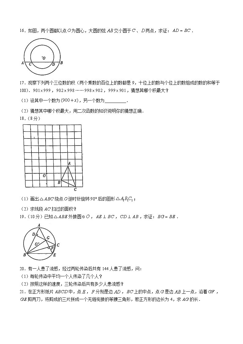 安徽省铜陵市第十中学2023-2024学年九年级上学期期中数学试题03