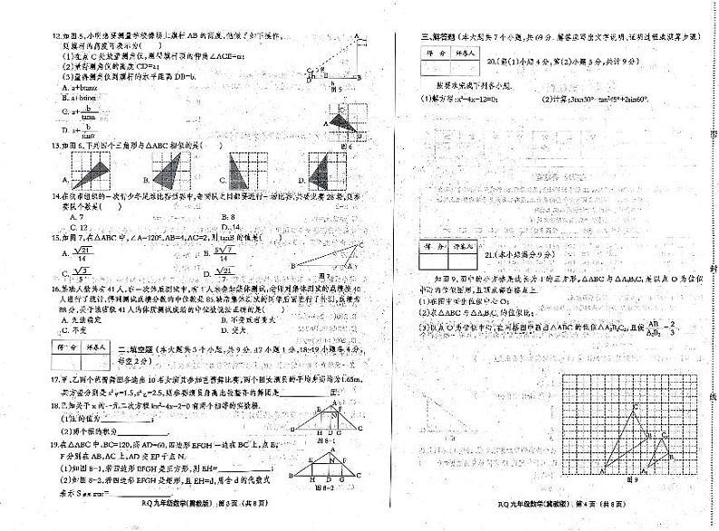 河北省沧州市任丘市第八中学2023-2024学年九年级上学期期中考试数学试卷02