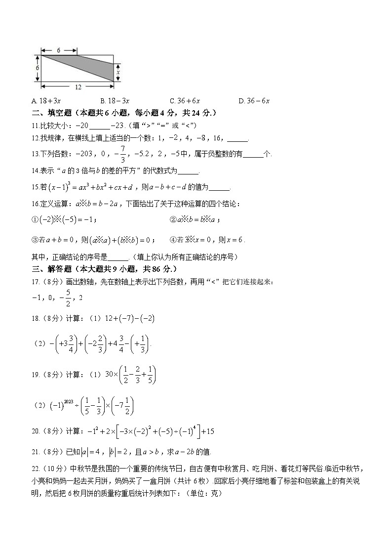 福建省泉州市泉港区2023-2024学年七年级上学期期中数学试题02