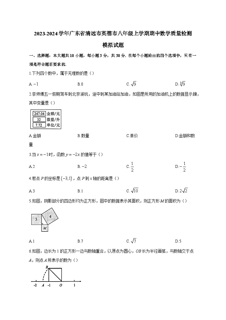 2023-2024学年广东省清远市英德市八年级上学期期中数学质量检测模拟试题（含解析）01