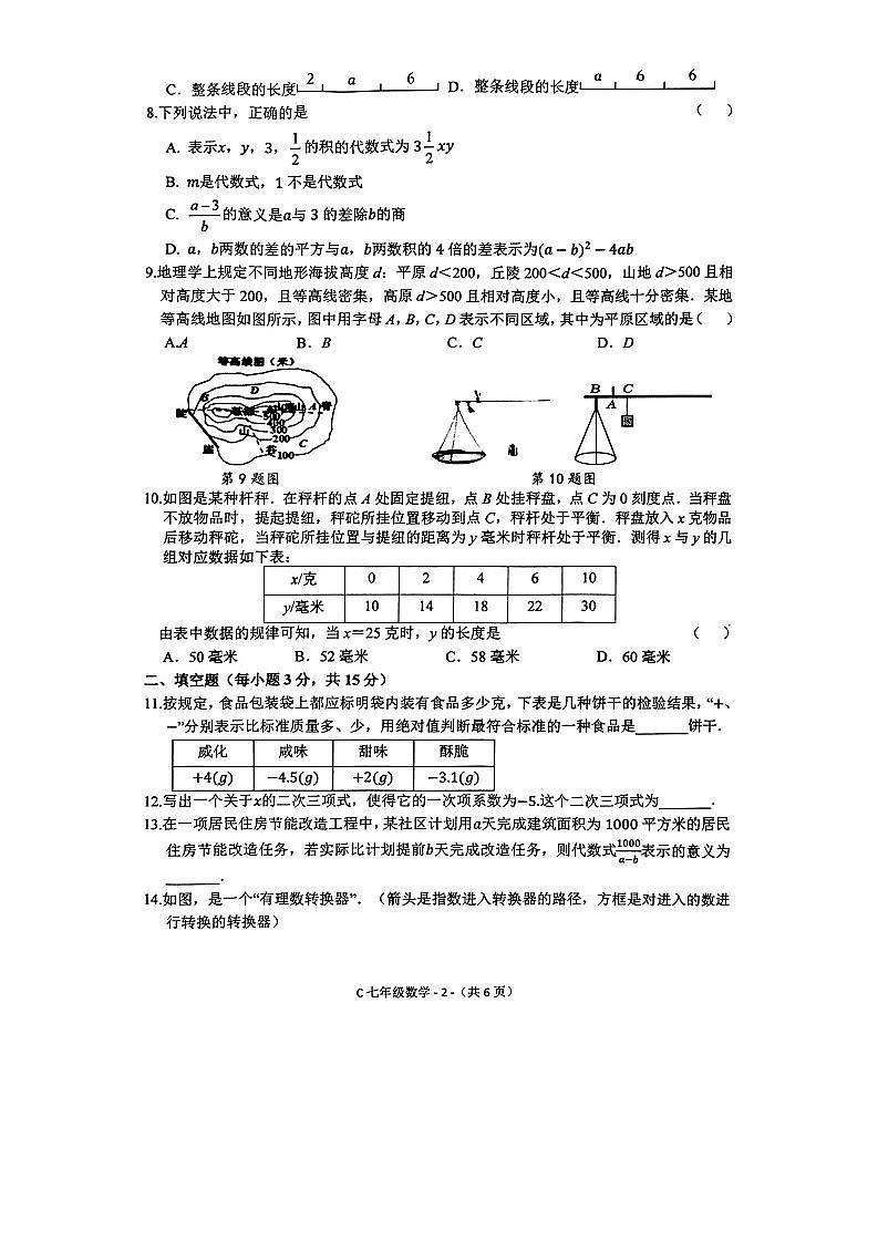 河南省驻马店市确山县2023-2024学年七年级上学期11月期中数学试题第2页