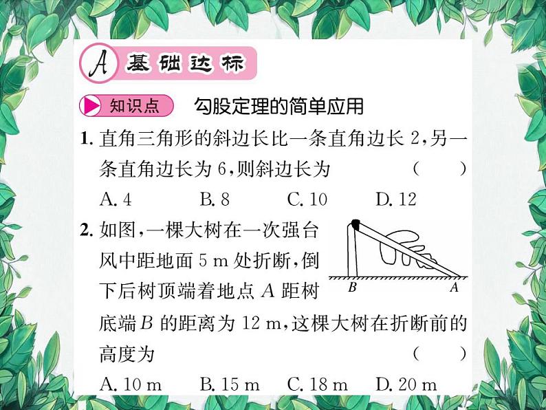 14.1.1 直角三角形三边的关系 第2课时 华东师大版八年级数学上册习题课件02