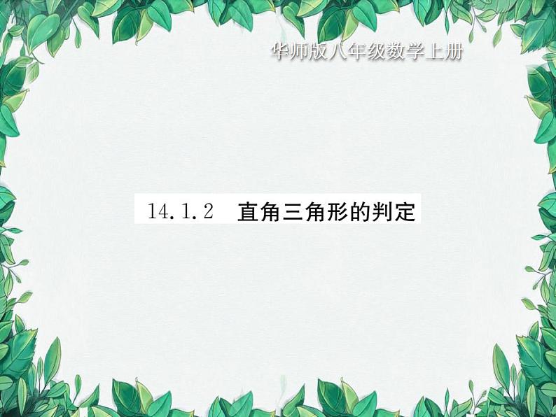 14.1.2 直角三角形的判定 华东师大版八年级数学上册习题课件01