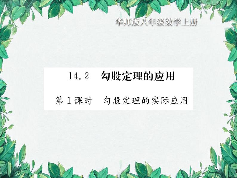 14.2 勾股定理的应用 第1课时 华东师大版八年级数学上册习题课件01