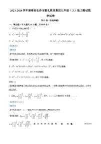 湖南省长沙市雅礼教育集团2023-2024学年九年级上学期月考数学试题（解析版）