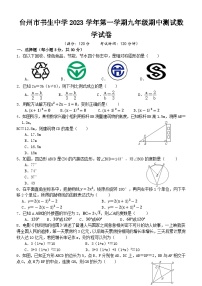 浙江省台州市书生中学2023-2024学年九年级上学期期中数学试卷