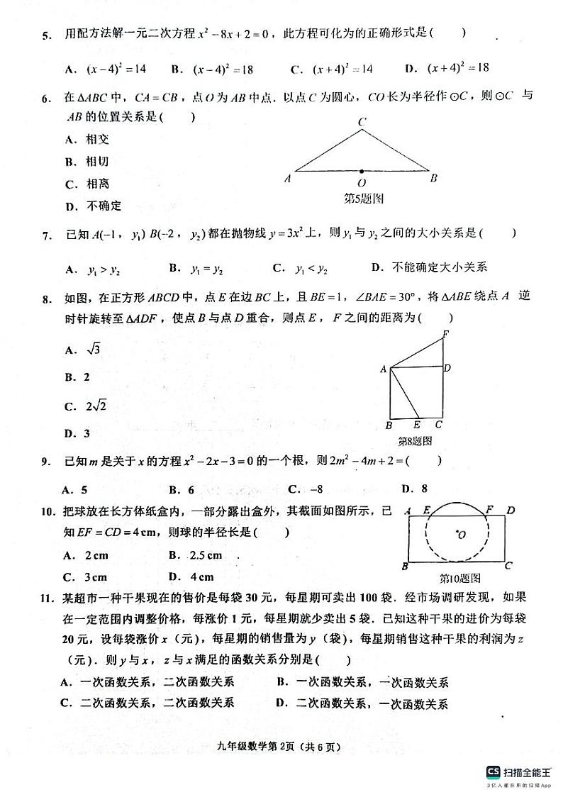 _山东省临沂市沂水县2023-—2024学年九年级上学期期中考试数学试题02