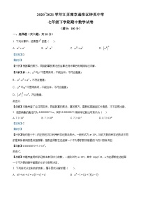 江苏省南京市秦淮区钟英中学2020-2021学年七年级下学期期中数学试题（解析版）