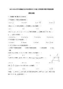 2023-2024学年湖南省永州市祁阳市九年级上学期期中数学质量检测模拟试题（含解析）