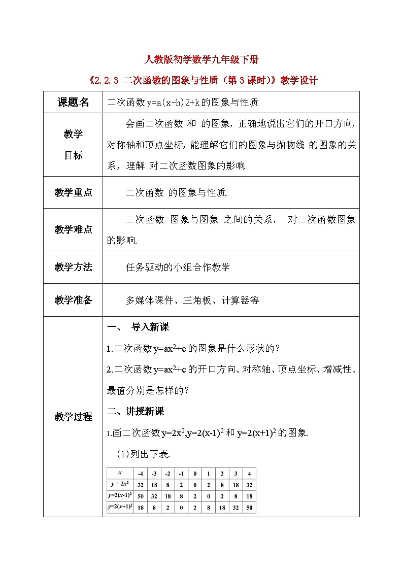 2.2.3 二次函数的图象与性质（第3课时）（课件+教学设计）-北师大版数学九年级下册01