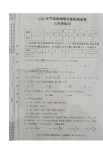 湖南省娄底市 2023-2024学年上学期 九年级 11月期中数学试题