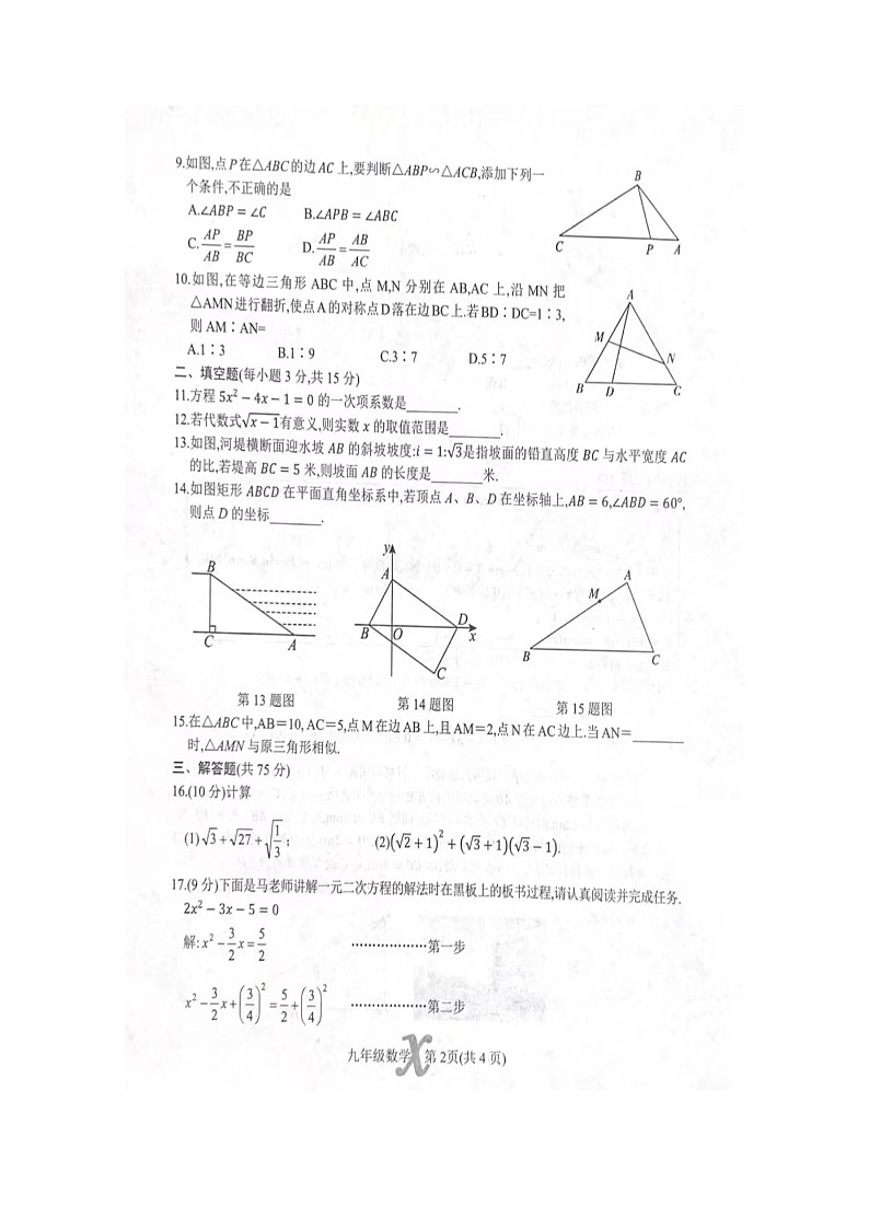 河南省南阳市内乡县2023-2024学年九年级上学期11月期中数学试题02