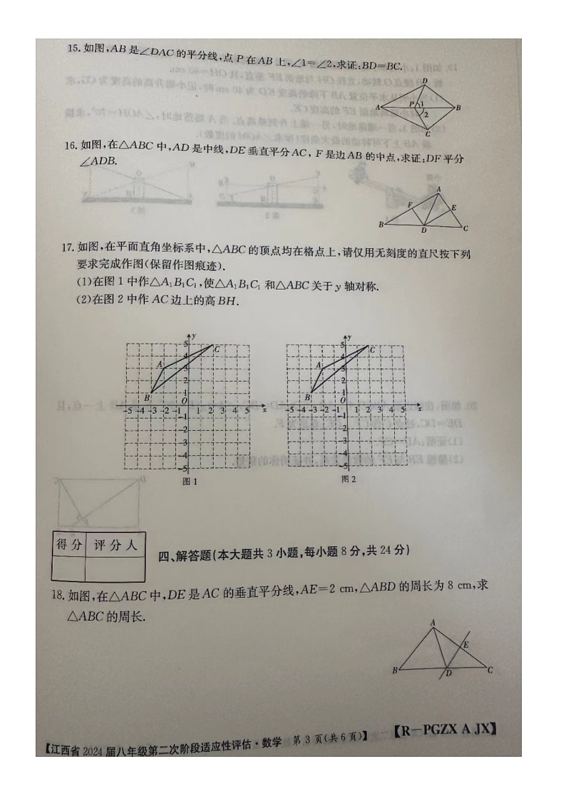 江西省赣州市大余县部分学校联考2023-2024学年八年级上学期11月期中数学试题03