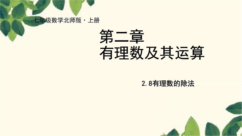 北师大版数学七年级上册 2.8有理数的除法课件01