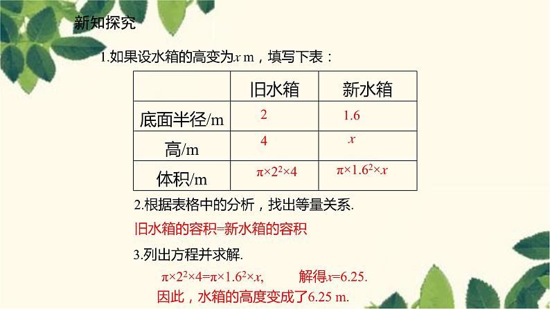 北师大版数学七年级上册 5.3应用一元一次方程——水箱变高了课件05