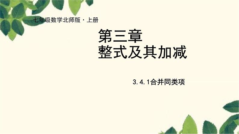 北师大版数学七年级上册 3.4.1合并同类项课件01