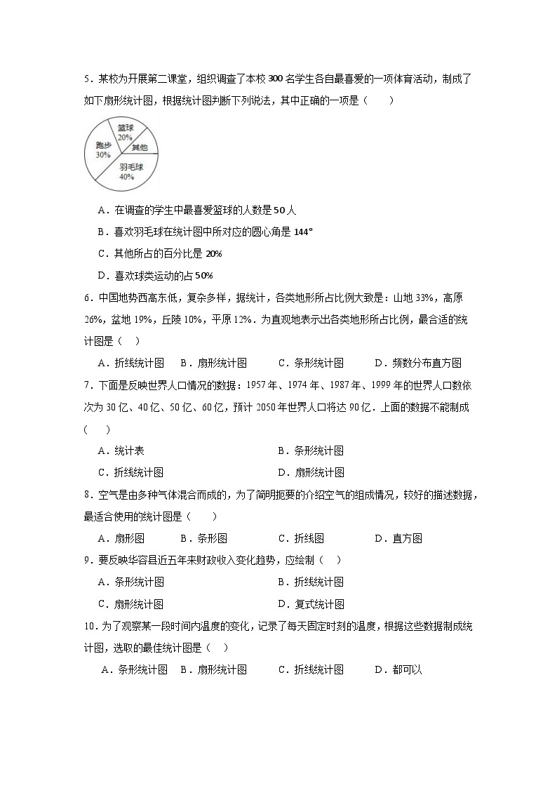 6.4统计图的选择分层练习-北师大版数学七年级上册02