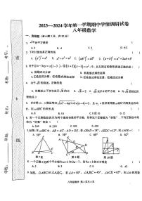 河南省周口市郸城一中2023-2024学年八年级上学期数学期中试卷