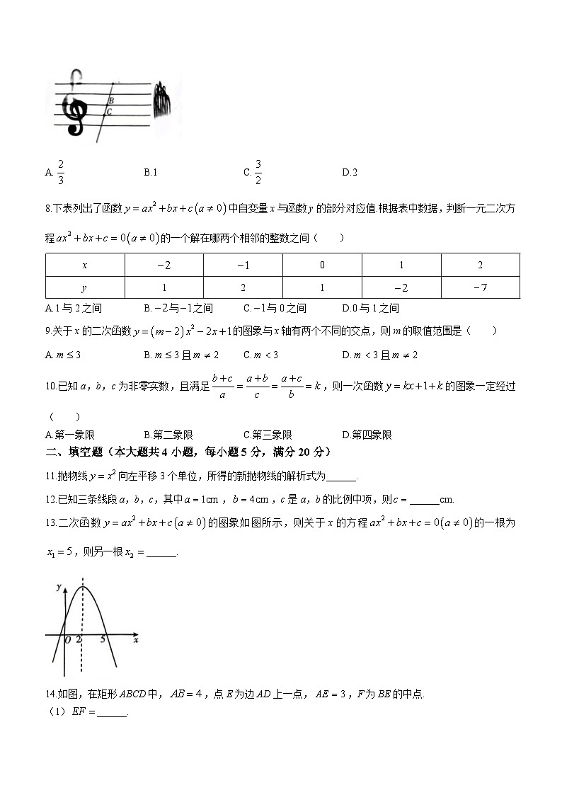 安徽省蚌埠市怀远县2023-2024学年九年级上学期期中数学试题第2页
