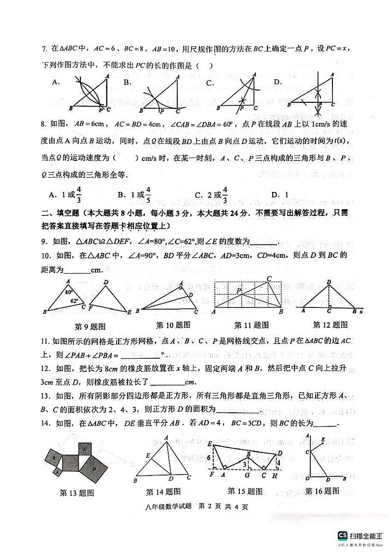 江苏省连云港市灌云县2023-2024学年上学期八年级期中数学试题02