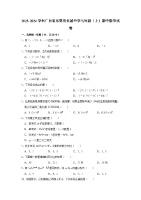 2023-2024学年广东省东莞市东城中学七年级（上）期中数学试卷（含解析）