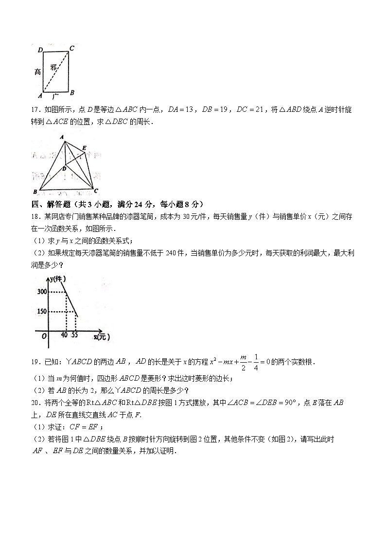 江西省南昌市南昌县2023-2024学年九年级上学期期中数学试题03