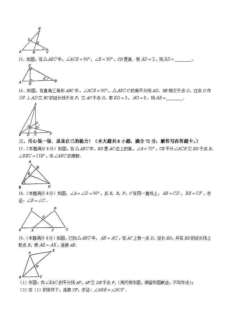 湖北省孝感市孝昌县2023-2024学年八年级上学期期中数学试题第3页