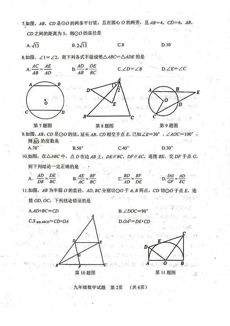 山东省聊城市东阿县2023-—2024学年九年级上学期11月期中数学试题02