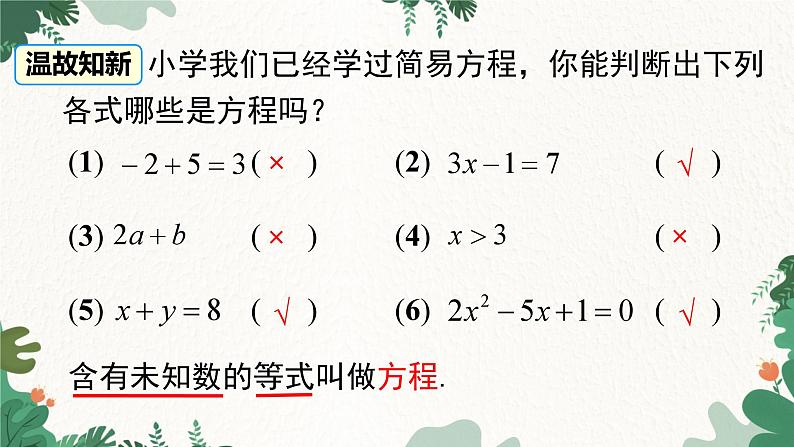 人教版数学七年级上册 3.1.1 一元一次方程课件第4页