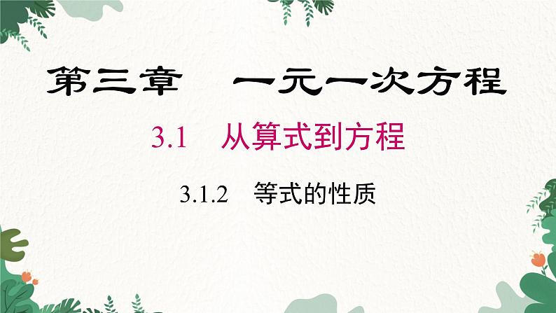 人教版数学七年级上册 3.1.2 等式的性质课件01