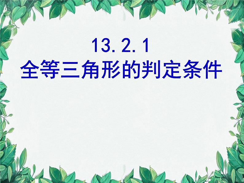 华师大版数学八年级上册 13.2.1全等三角形的判定条件课件01