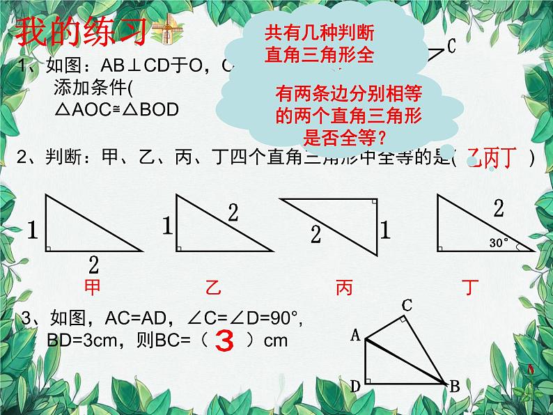 华师大版数学八年级上册 13.2.6斜边直角边课件07
