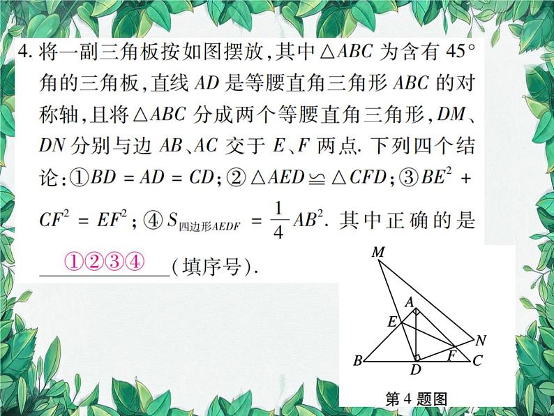 华师大版数学八年级上册 期末专题二与全等有关的多结论问题课件第5页