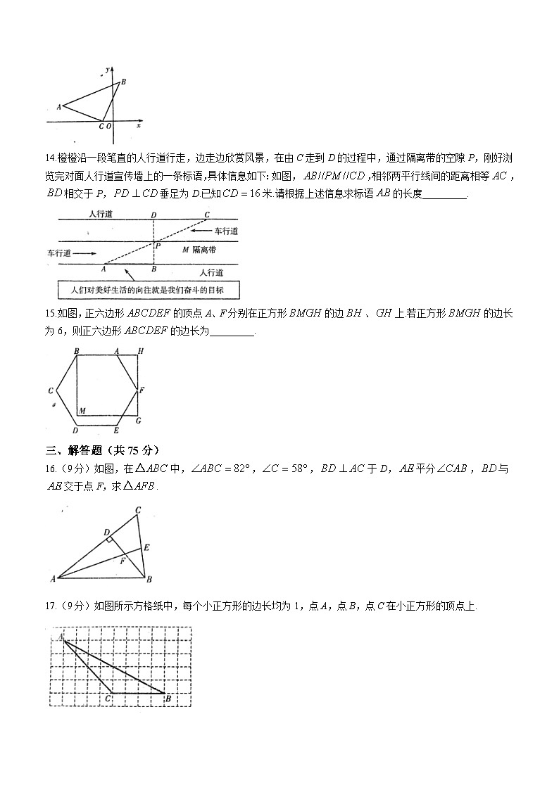 河南省许昌市襄城县2023-2024学年八年级上学期期中数学试题03